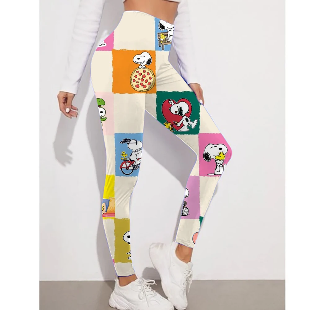 Snoopy dessin animé imprimé Leggings femmes pantalons Sexy Push Up Leggings mode Fitness Leggins gymnase sport taille haute pantalon