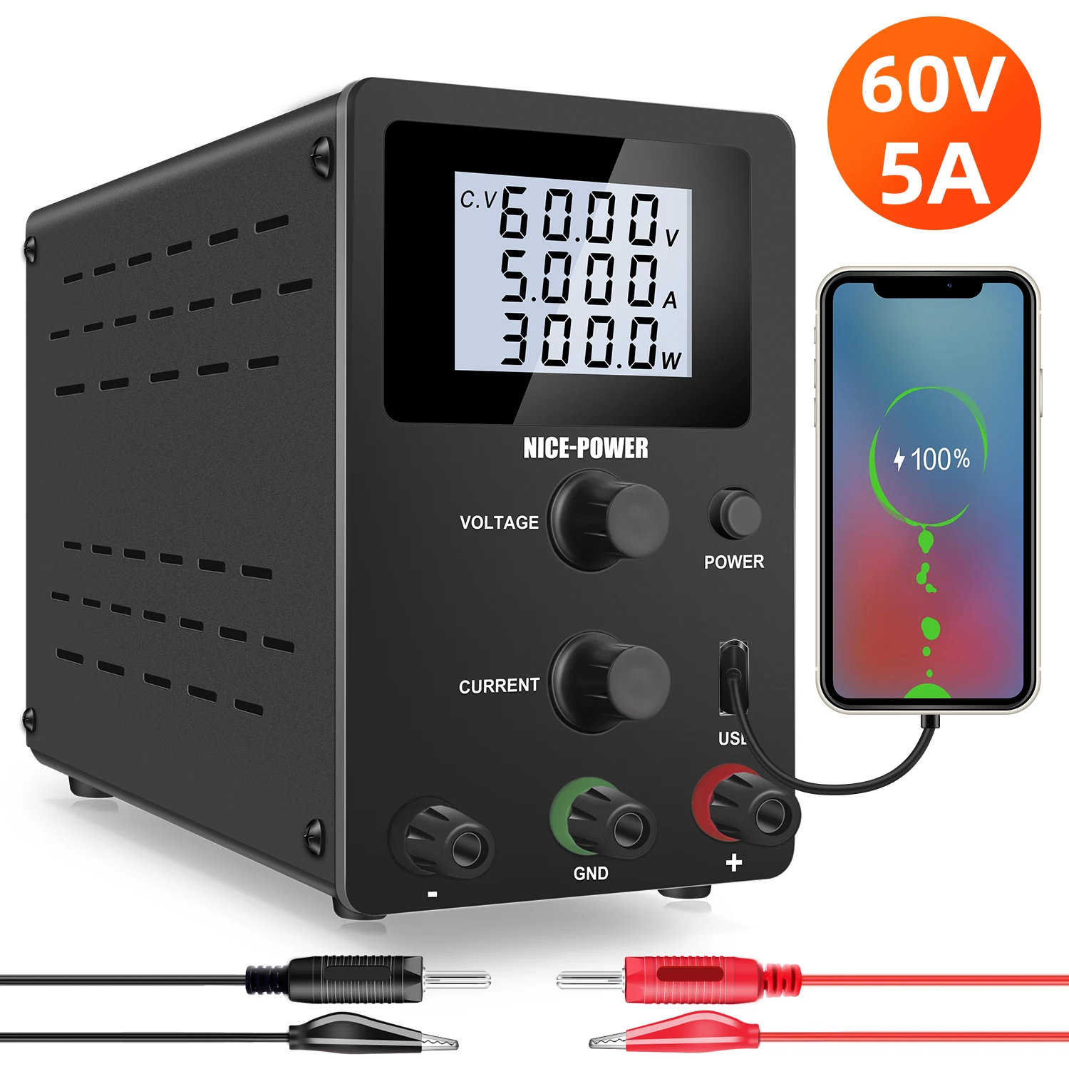 Imagem -06 - Fonte de Alimentação dc com Lcd Digital 30v 10a Estabilizador de Tensão de Comutação 300w Lab Bench Fonte Regulador para Telefone Usb e Reparo Pcb