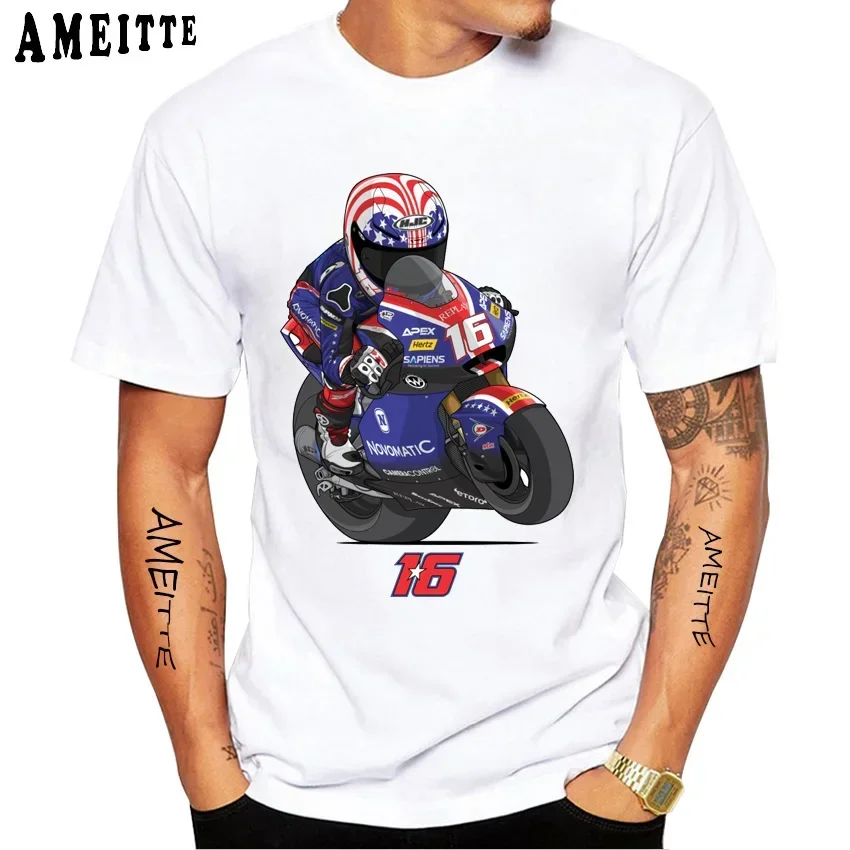 

Joe Roberts 16 GP Race T-Shirt New Men Short Sleeve Adventure Sport TShirt Hip Hop Boy Casual White Tops Motorcycle Rider Tees