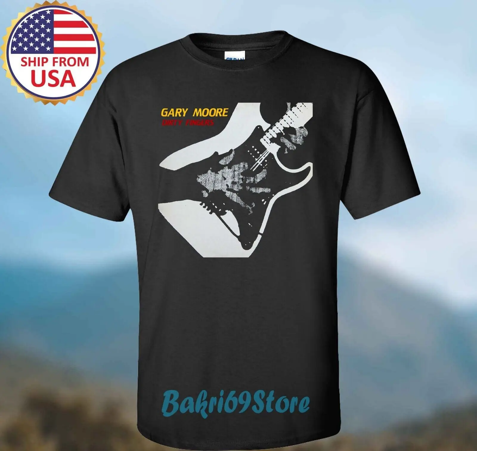 Gary Moore Dirty Fingers Men's Black T-shirt Size S-5XL