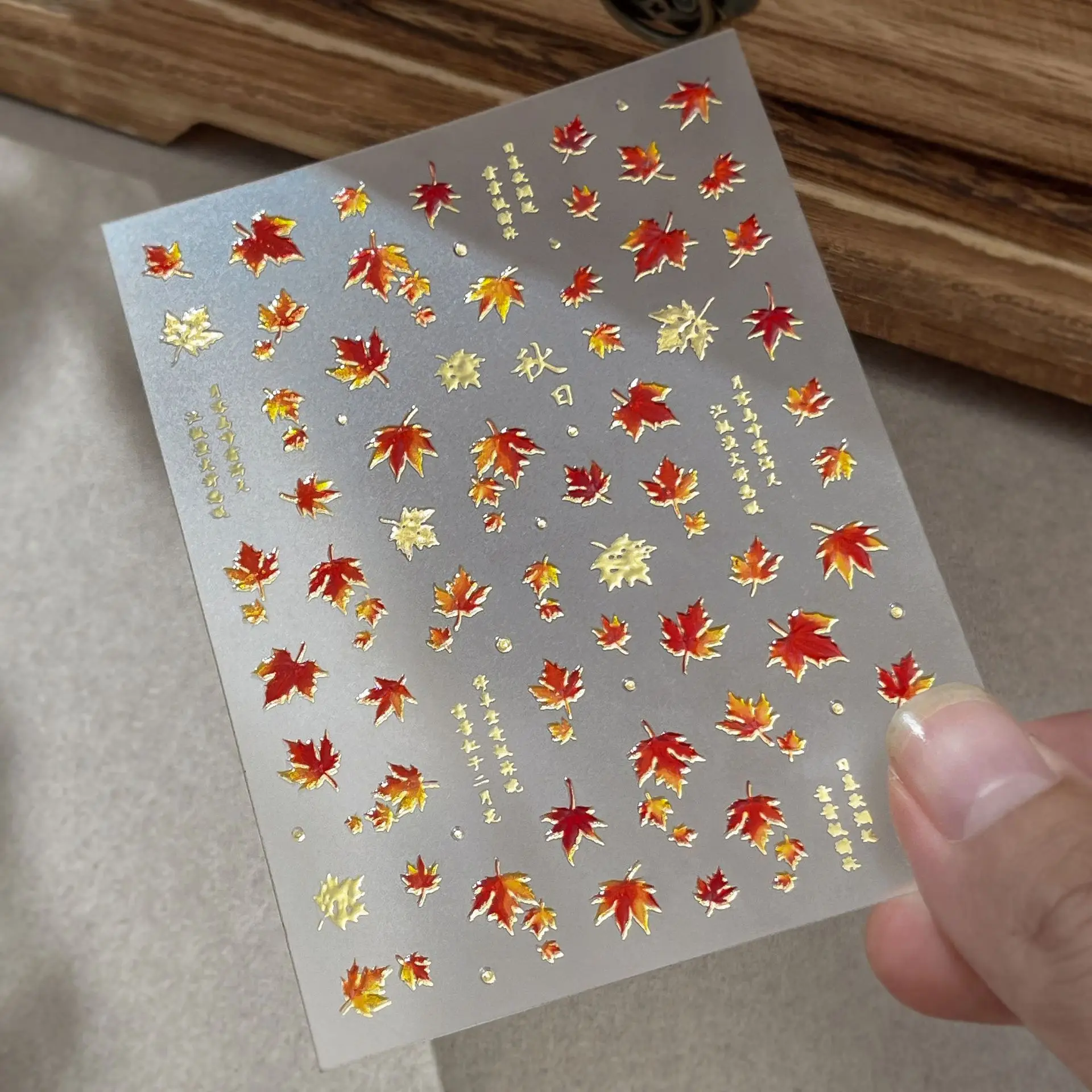 1Pcs Maple Leaf Autumn Nail Art Sticker Fashion Elegant Bronzing Gold Fall Leaves Red Leaf Nail Decals DIY Nail Art Decoration