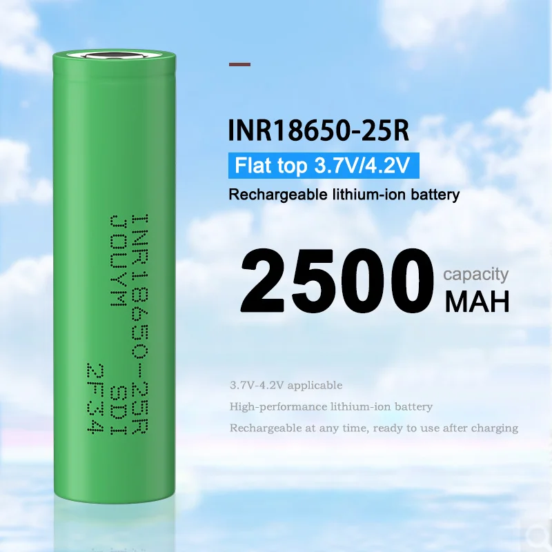 JOUYM 18650 battery 2500 mah 3.7 v high current batteries Inr18650 25r high discharge 30 a power bateria Cell for Screwdriver