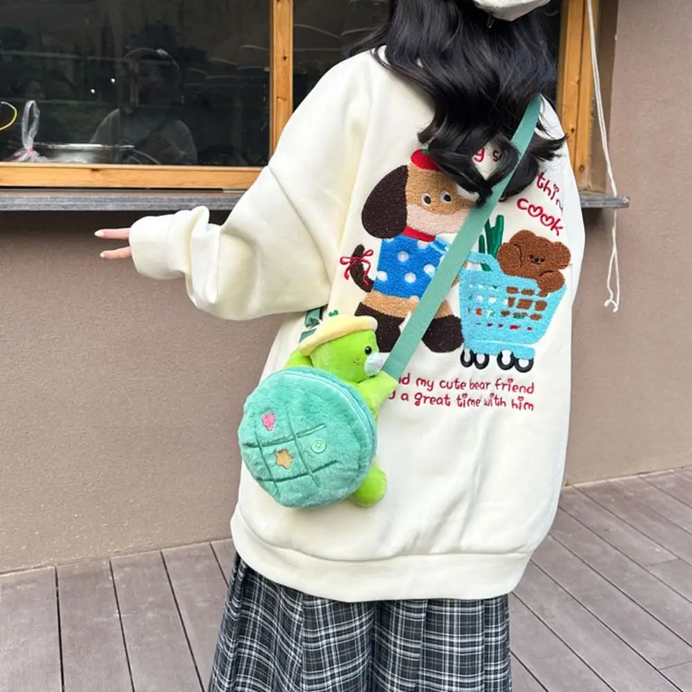 Animals Turtle Plush Backpack Phone Bag Large Capacity Turtle Doll Shoulder Bag 22cm Cute Cartoon Plush Schoolbag Girls