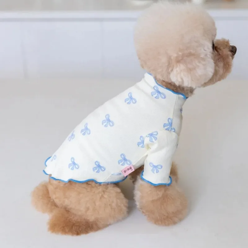 Fashion Pet Dog Clothes Winter Bow Bottom Shirt Pet Hoodie Teddy Coat Dog Pomerania Small Dogs Sweater Winter Puppy Clothes