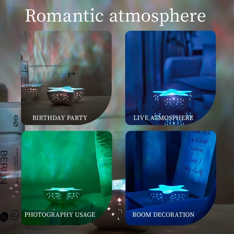 불가사리 프로젝터 램프 책상 방 장식 야간 조명 충전식 몽환적인 분위기 조명 어린이 선물 축제 파티 장식 야간등