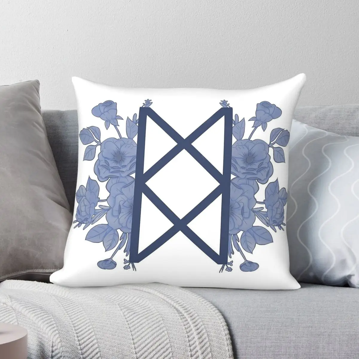 Bureau Of Balance Floral Blue Square Pillowcase Polyester Linen Velvet Pattern Zip Decor Throw Pillow Case Car Cushion Cover