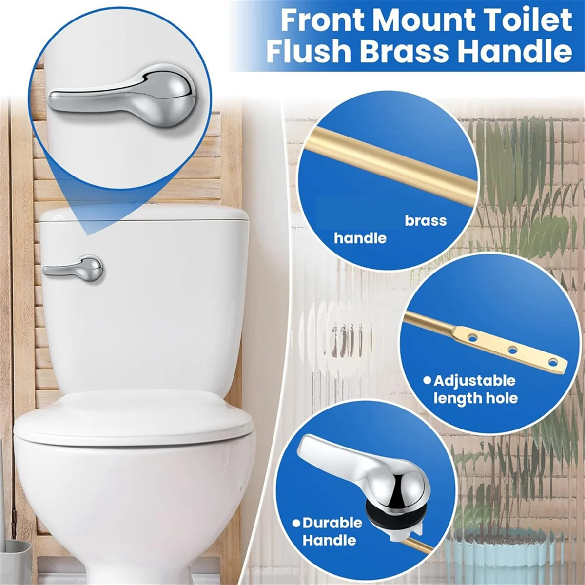 Toilet Tank Replacement Kit, Toilet Float Valve Replacement Kit 2 Inch Toilet Flapper, Front Mount Toilet Flush Handle ST