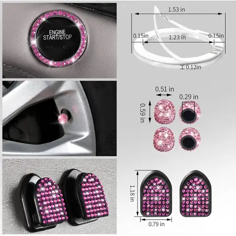30 पीस ब्लिंग पिंक कार सेट महिलाओं के लिए ब्लिंग स्टीयरिंग व्हील कवर सेट 15 इंच शाइनिंग राइनस्टोन लाइसेंस प्लेट फ्रेम स्पार्कली डायम 6 best sales स्टीयरिंग व्हील कवर सेट - №1