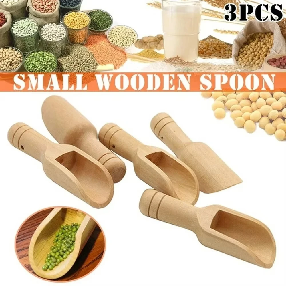 Mini-Holz-Tee- und Kaffeelöffel, Mini-Holzlöffel, Schaufel, perfekt für Gewürze, Gewürze, Badesalz, Zucker, Küche, Kochutensilien