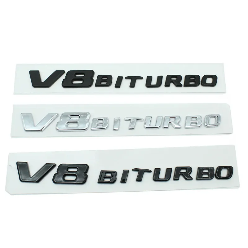 

V8 BITURBO Letters Car Trunk Side Emblem Badge Sticker for AMG CL63 E63 C63 G63 Accessories