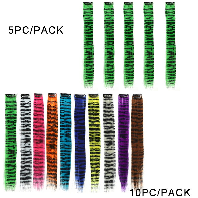 Capelli di piume colorate sintetiche Clip-in Piano Zebra Line Feather Hair Extensions Girl capelli finti Clip colorata sulle estensioni dei capelli