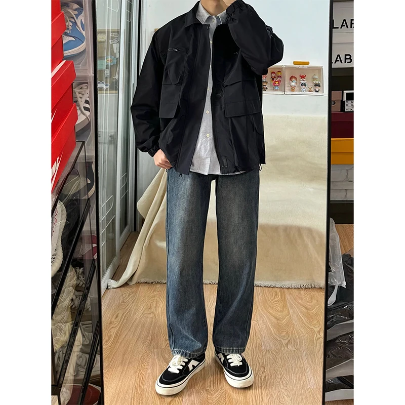 

Мужские джинсы Deep Blue Elastic Straight Leg CleanFit Cool Sle Casual Fashion из смесового хлопка и полиэстера для весны и осени