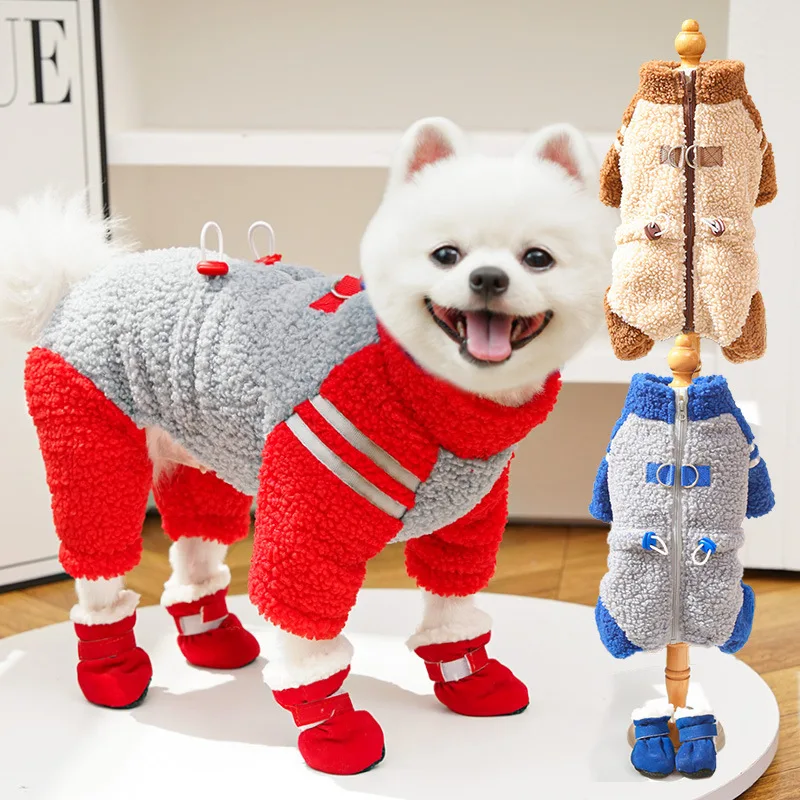 

Thicken Fleece Dog Clothes Winter Warm Zipper Jumpsuit Costume For Small Medium Dogs Chihuahua Yorks Pet Dog Romper Overalls XXL