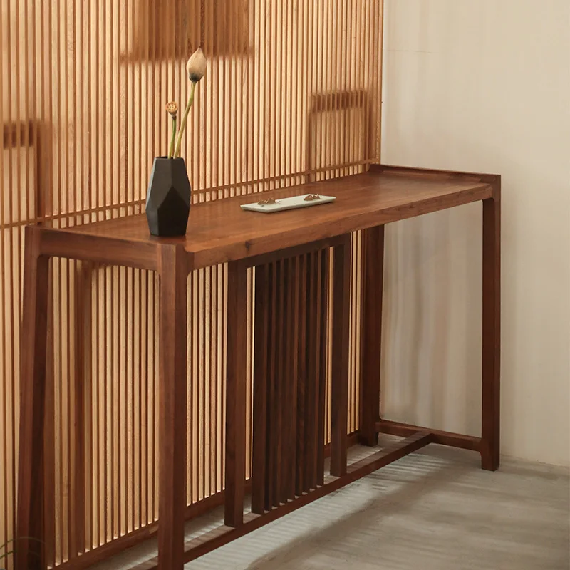 

New Chinese-style all-solid wood strip case, a few black walnuts, old elm minimalist strip case, table, ancient edge porch case