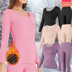 Winter Women Thermal Underwear Set Seamless Warm Long Johns V Neck Lingerie Comfortable Top & Bottom Soft Clothing Pajamas