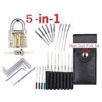 5-in-1 Lock Pick Set Locksmith Supplies Broken Key Auto Extractor Remove Hooks Stainless Steel DIY Hand Tools Hardware