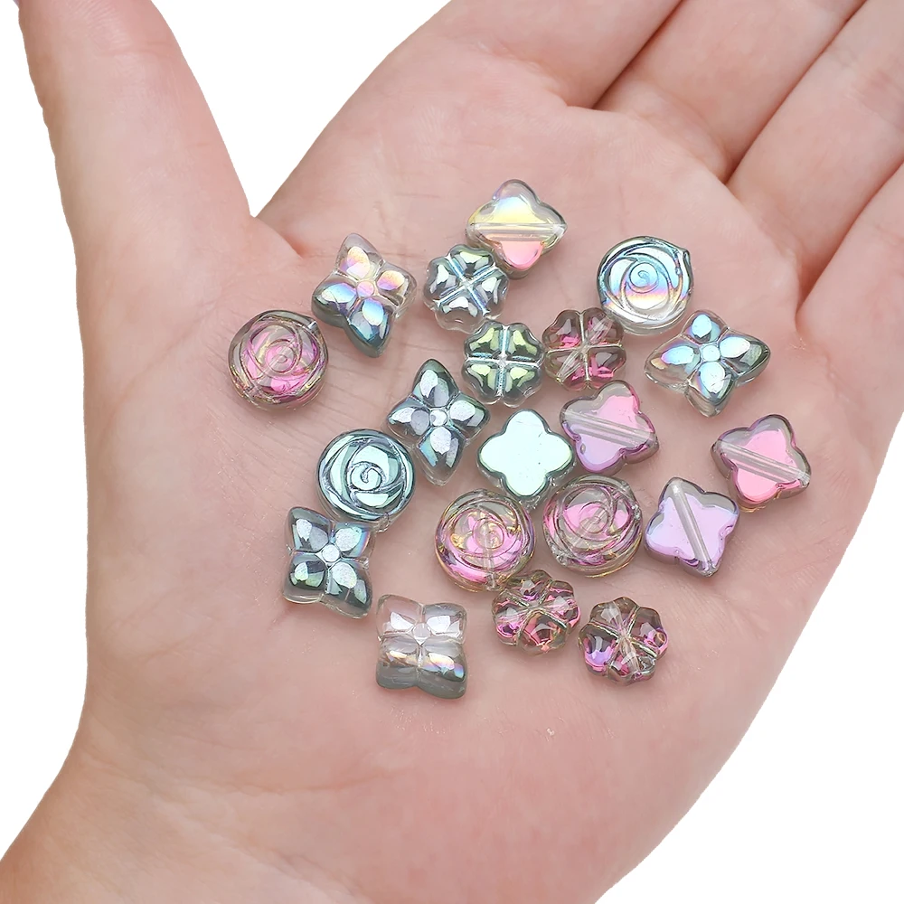 8-12mm Rose Petal Lucky Leaf Bead Color Diy Series Porcelain Mixed Color Handmade Jewelry Creative Diy Jewelry Glass Crystal