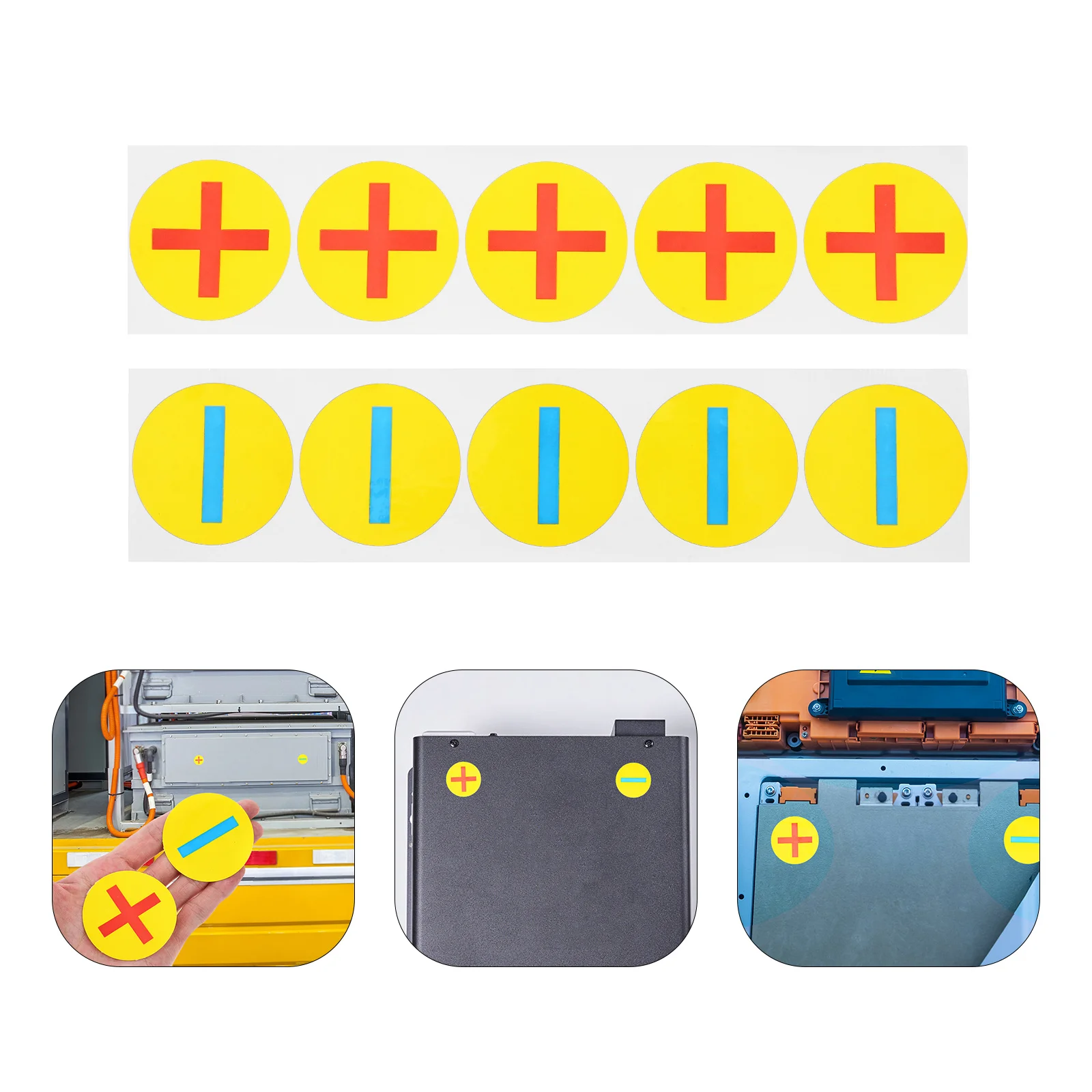 4 Sheets Durable Self Adhesive Polarity Sticker Waterproof Electrical Equipment Polarity Label Decal Sign