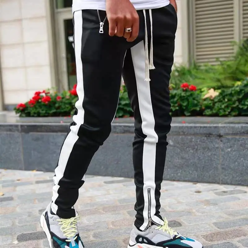 New High Street Patterned Casual Sports Running Pants mid Waist Loose Fit Long Trousers Color Blo Design Summer Cotton