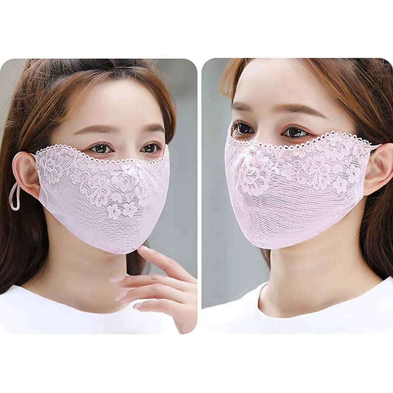 Sunscreen Lace Mask Breathable Sunshade Solid Color Sun Screen Face Cover UV Protection Adjustable Strap UV Protection Mask