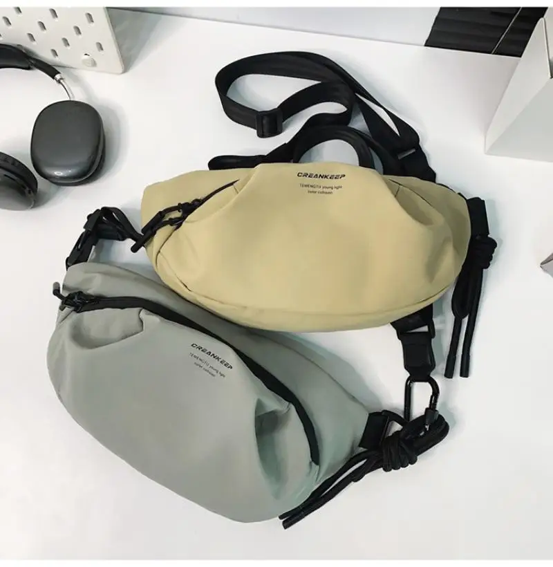 Newly Sporty Crossbody Bag for Men small Single Shoulder Bags Adjustable straps Mobile Phone earphone carry Nylon Waist Pack