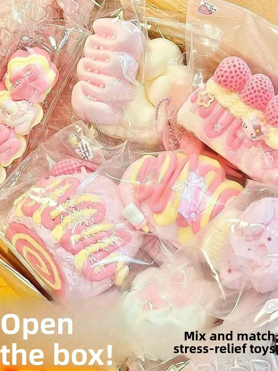 Cute Stress Relief Clay Simulation Silicone Cake Pudding Toy High Aesthetic Value Creative Gift Home Use Fabric Cake Towel