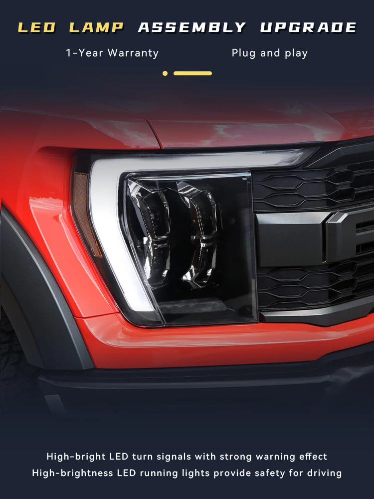 Headlight Styling FOR Ford Raptor F150 F-150 2021-2023 Front Projector Lens DRL Head Lamp LED Bulbs Car Stuff Turning Accessory