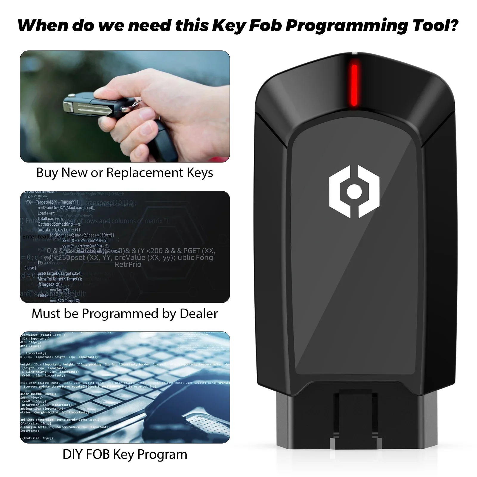 Car FOB Key Programmer, Remote Transponder Keys, Fob Programming Tool for Buick, GMC, Chevrolet, OBDII, Fob, Fob, OBD2 Connector