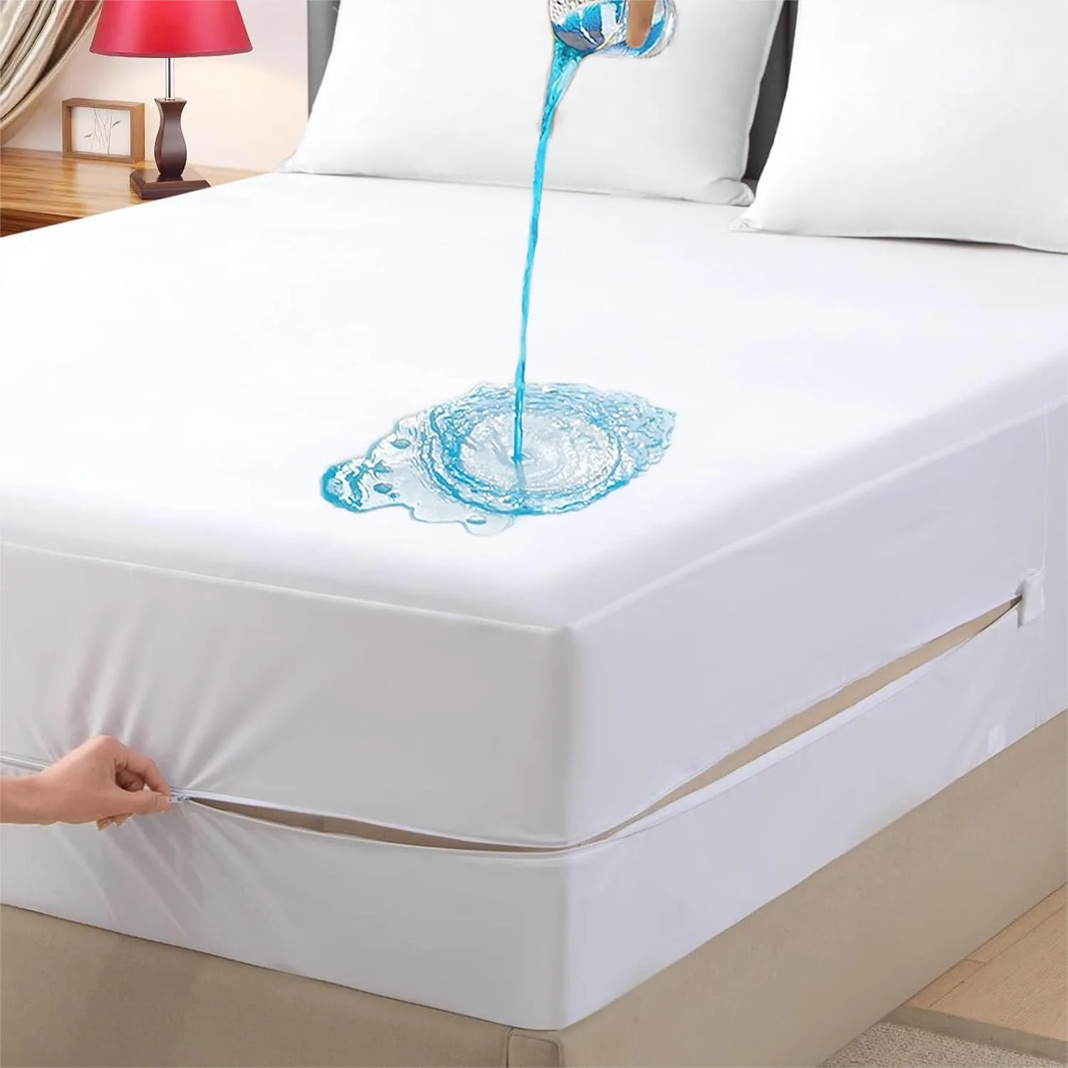 

Zippered Mattress Encasement, Waterproof & Breathable, Fits 7-15 Inch Deep Mattress, Machine Washable