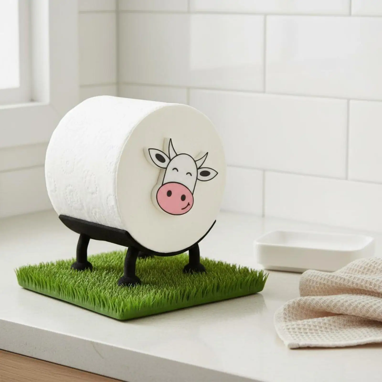Cute Sheep Toilet Paper Roll Holder Freestanding Resin Stand Novelty Animal Bathroom Tissue Storage Container for Kids Guest