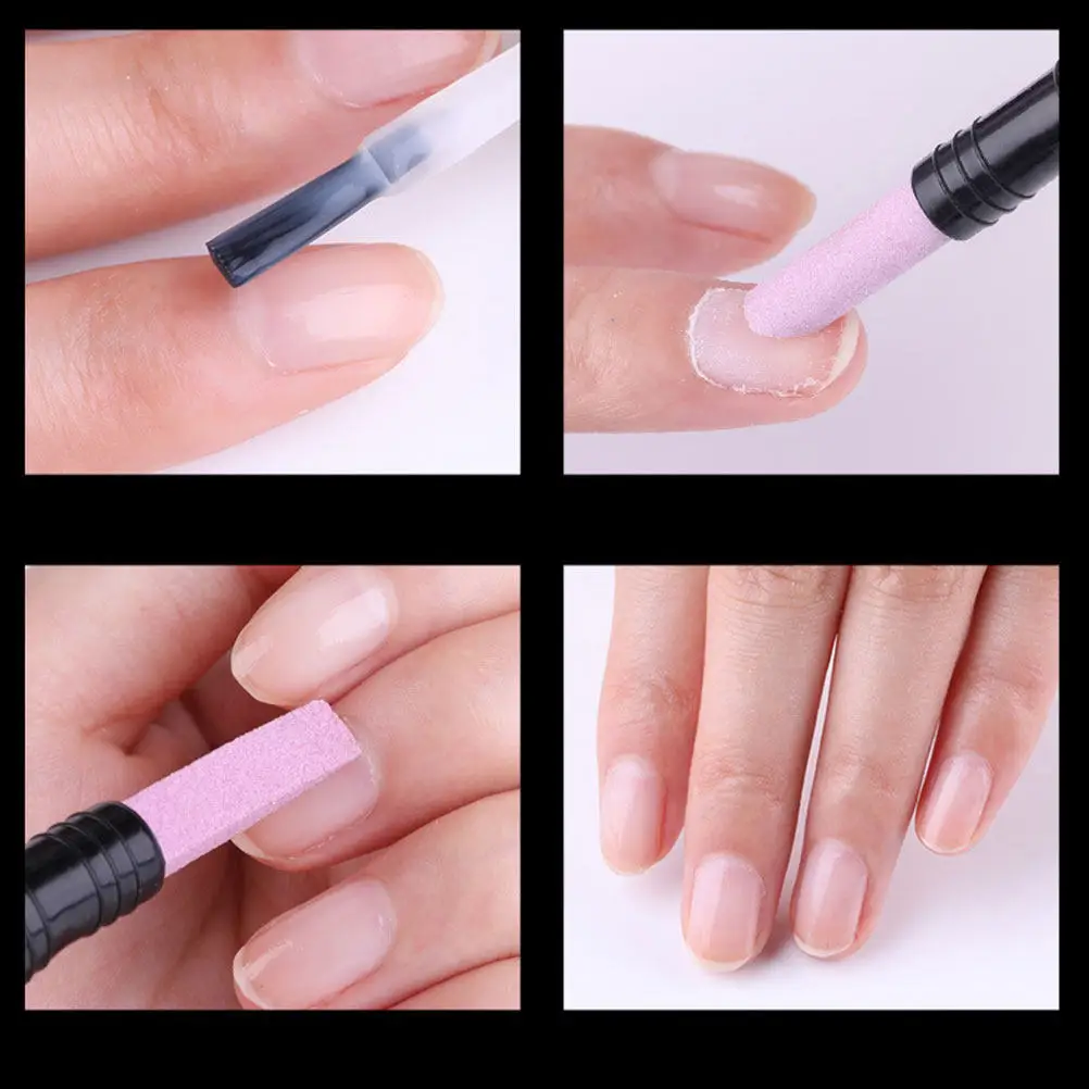 

5Pcs Nail Cuticle Remover Pen Double-Ended Grinding Polisher for Shiny Nails Dead Skin Removal Fine Buffing Manicure Stone File