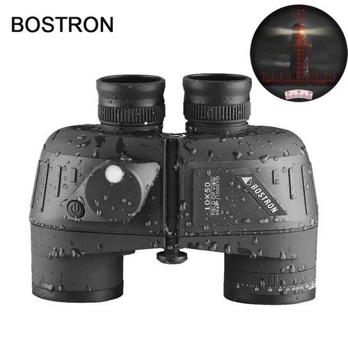 Binoculares 10x50 telescopio militar marino adultos impermeable con telémetro brújula BAK4 prisma HD observación de aves para caza