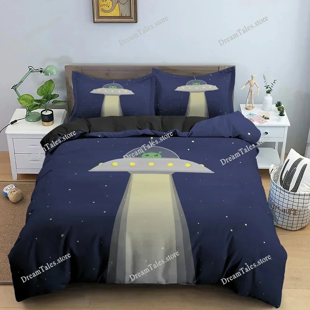 UFO Pattern Bedding Set Mysterious Alien Duvet Cover 3D Comforter Covers Single Twin King ​Size Quilt Cover Home Textile369