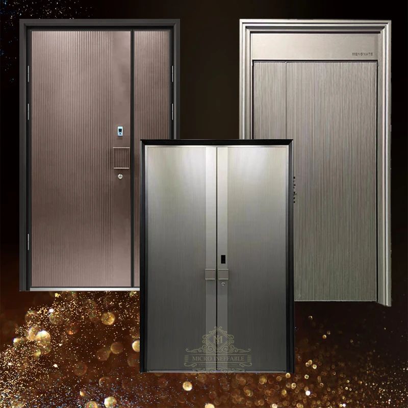 Italian Luxury Design Modern Stainless Steel Entrance Door Exterior Security Front Pivot Door