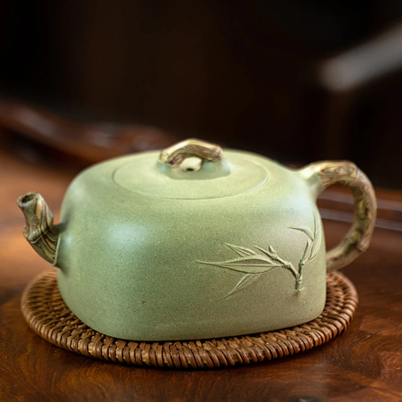 

Chinese Style Raw ore mud green bean sand Purple Clay Teapot, Creative Yixing Kung Fu Tea Set Household Handmade, 260cc New, 1Pc