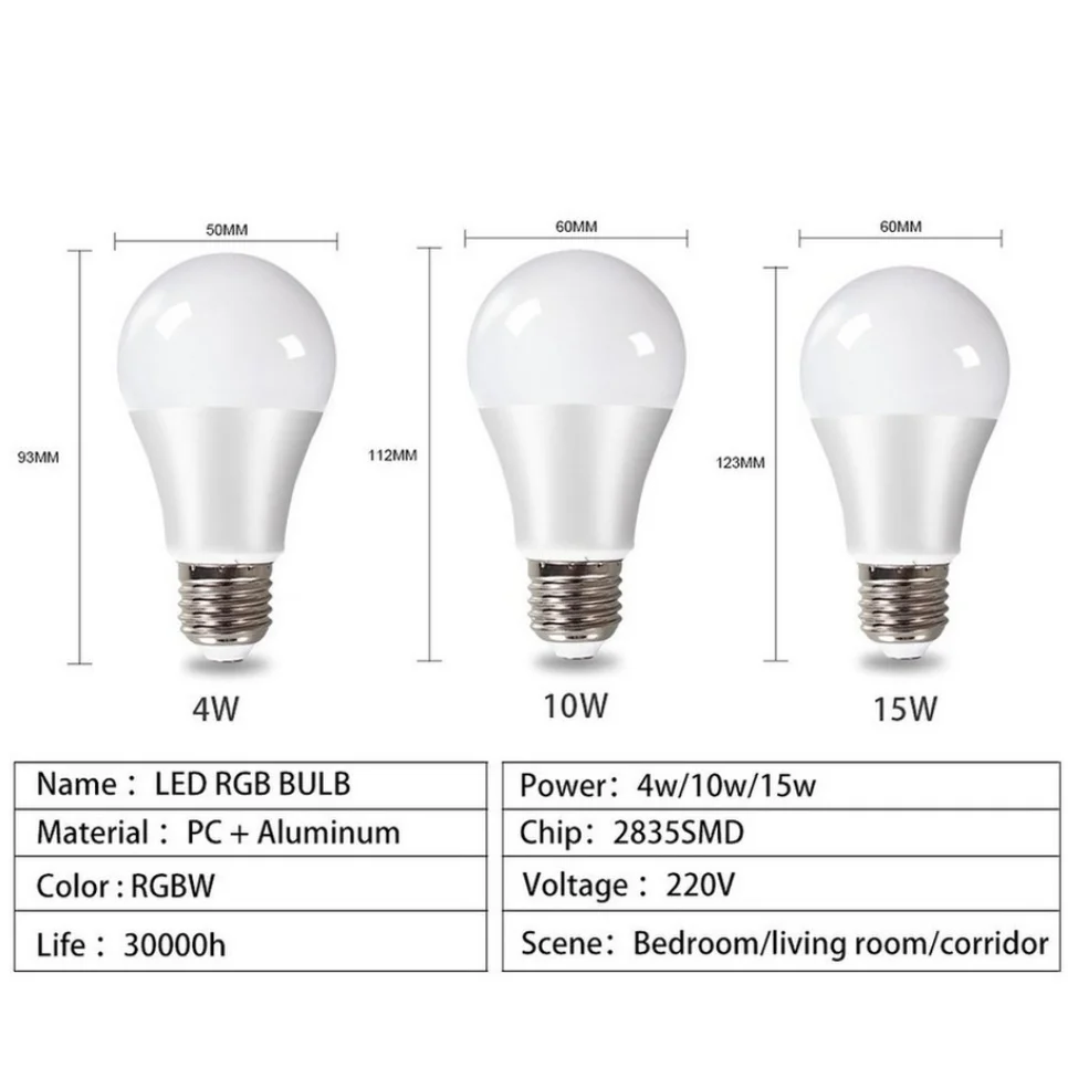 Inda-Ampoule LED RGB, AC 110-240V, Télécommande IR, Lampe Intelligente, 4W 10W 15W, Variable, Coloré, RGBW, Magique, Décoration Intérieure