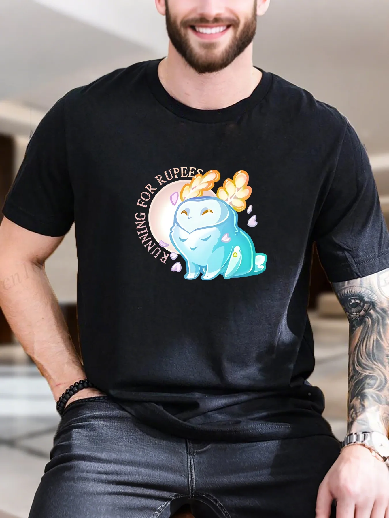 Nova chegada moda masculina impressão gráfica camiseta dos desenhos animados monstro azul com cabeça 100% algodão macio respirável casual verão