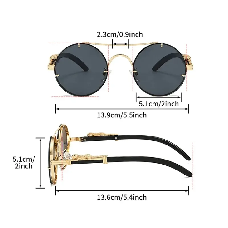 Vintage Round Outdoor Activities Sunglasses Men Fashion Double Bridge Classic Shades Women Retro Brand Luxury Design Sun Glasses - view 6