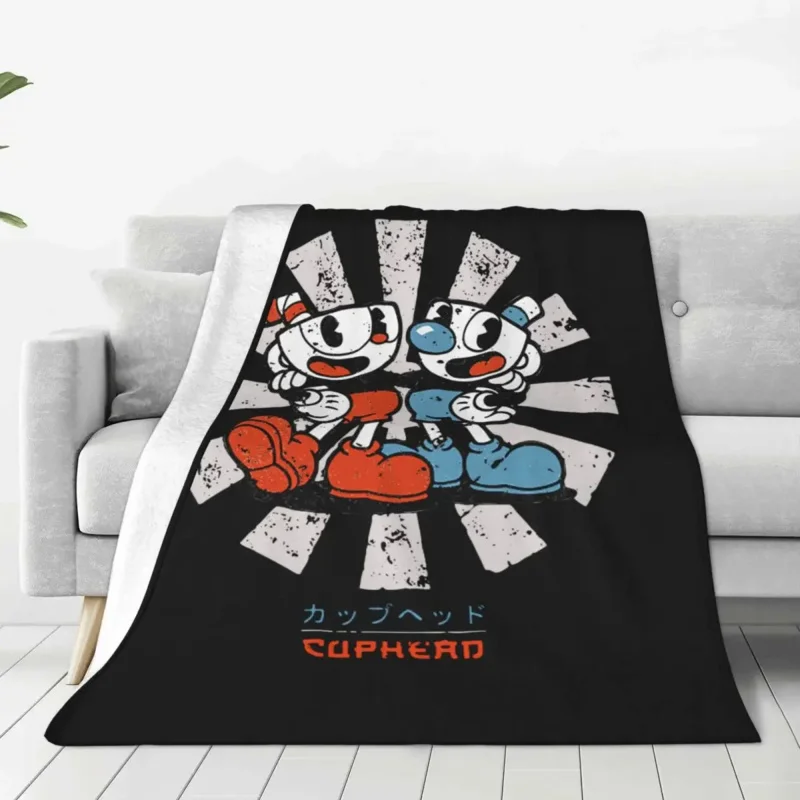 

Retro The Cuphead Blanket Fleece Decoration Game Anime Lightweight Thin Throw Blankets for Bed Couch Bedding Throws