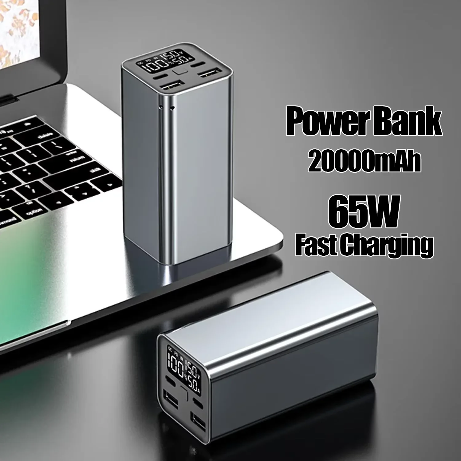 20000mAh Power Bank Type C PD 65W Two-way Fast Charging Powerbank External Battery Charger For Laptop Tablet iPhone Xiaomi