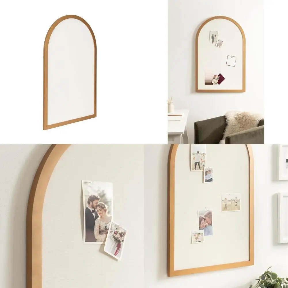 

Gold Arched Fabric Pinboard, 24x36, Modern Decorative Wall Organizer for Vision Board or Bulletin Board