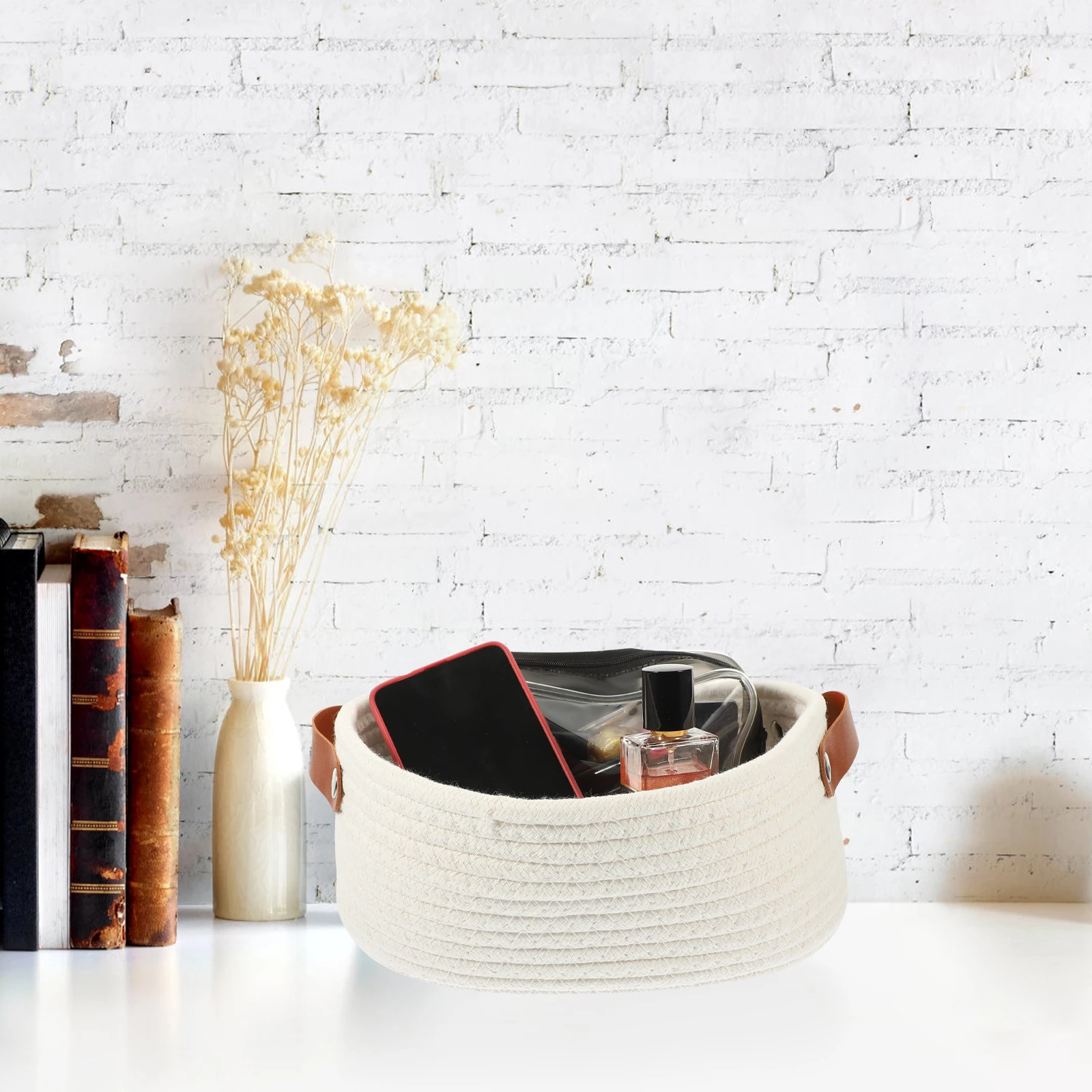 

Cotton Rope Storage Basket Woven Household Foldable Laundry Basket for Toilet Paper Rolls Office School Storage Baskets