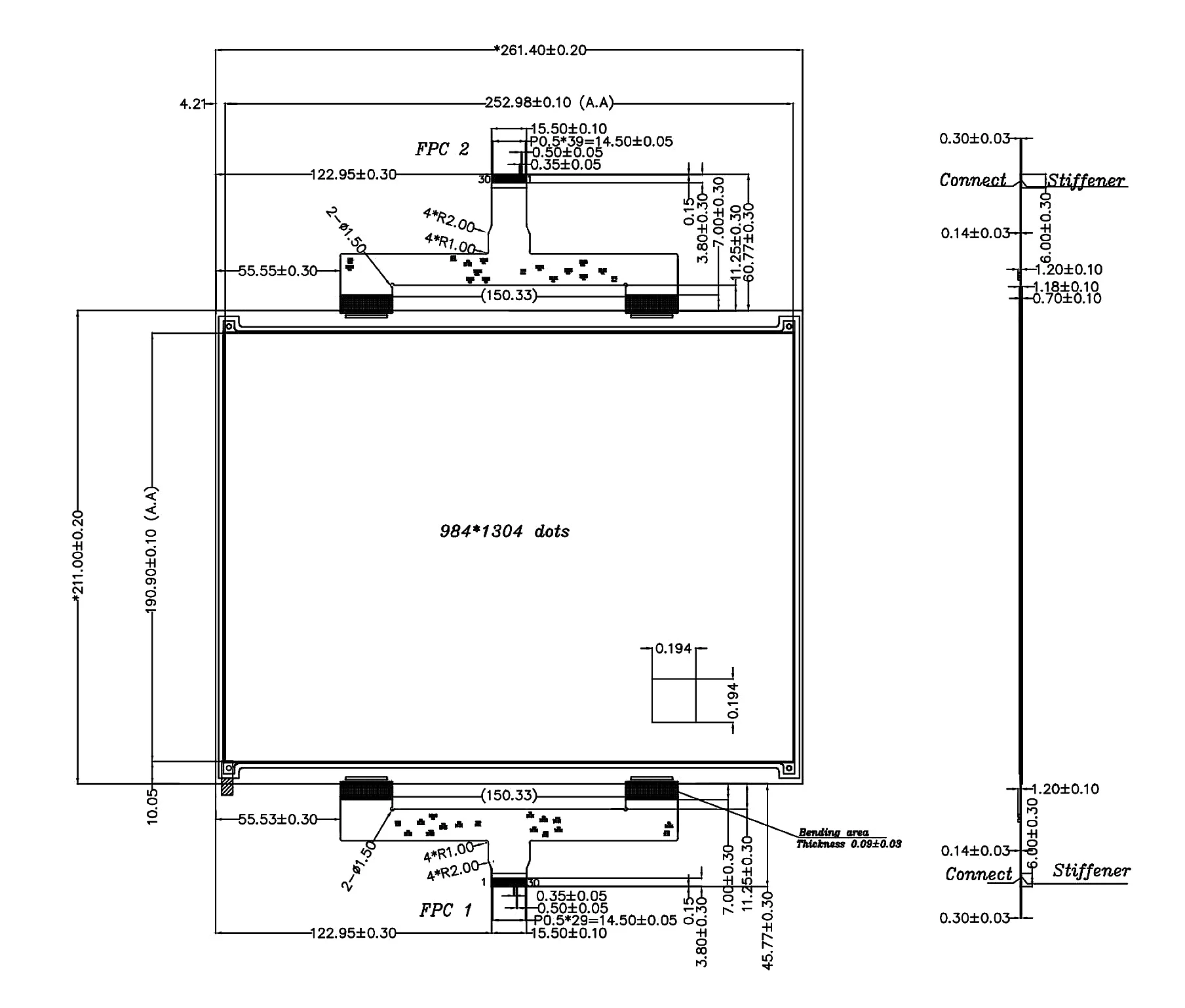 Display de tinta eletrônica quádrupla de 12,48 polegadas ePaper 1304 × 984 HD Sinalização digital ecológica, GDEY1248F51