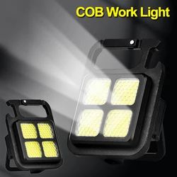 Mini LED Flashlights 3 Modes USB Rechargeable COB Keychain Work Light Multifunctional Camping Lantern Portable Magnet Torch Lamp