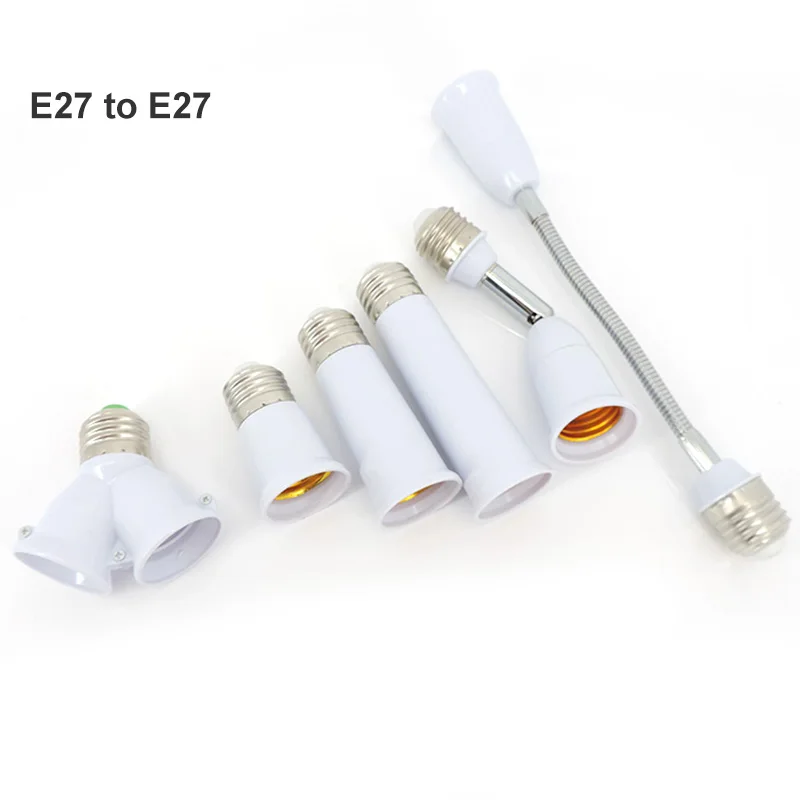 E27 To E27 Lamp Base Converter Lamp Holder Extender 2 E27 Lamp Socket Adapter Flame Retardant For LED Bulb