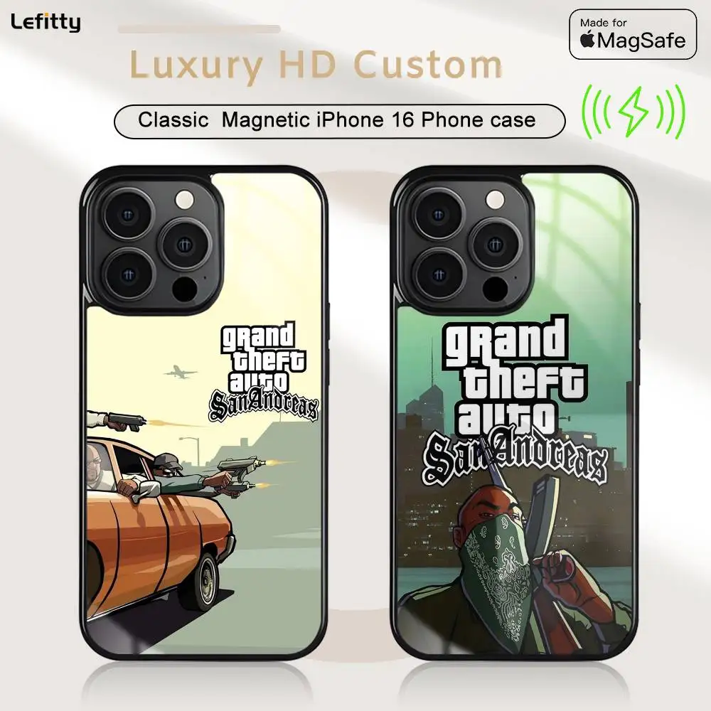 حافظة هاتف G-GTA 6 Vice City MagSafe مغناطيسية لهاتف iPhone 16 15 14 13 12 11 Pro Plus Max شاحن لاسلكي صغير Funda #2