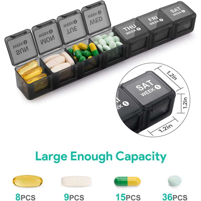 Monthly Pill Organizer 28 Day Pill Box, Travel Medicine Pill Organizer, Large 4 Weeks 1 Month Pill Cases with Dust-Proof