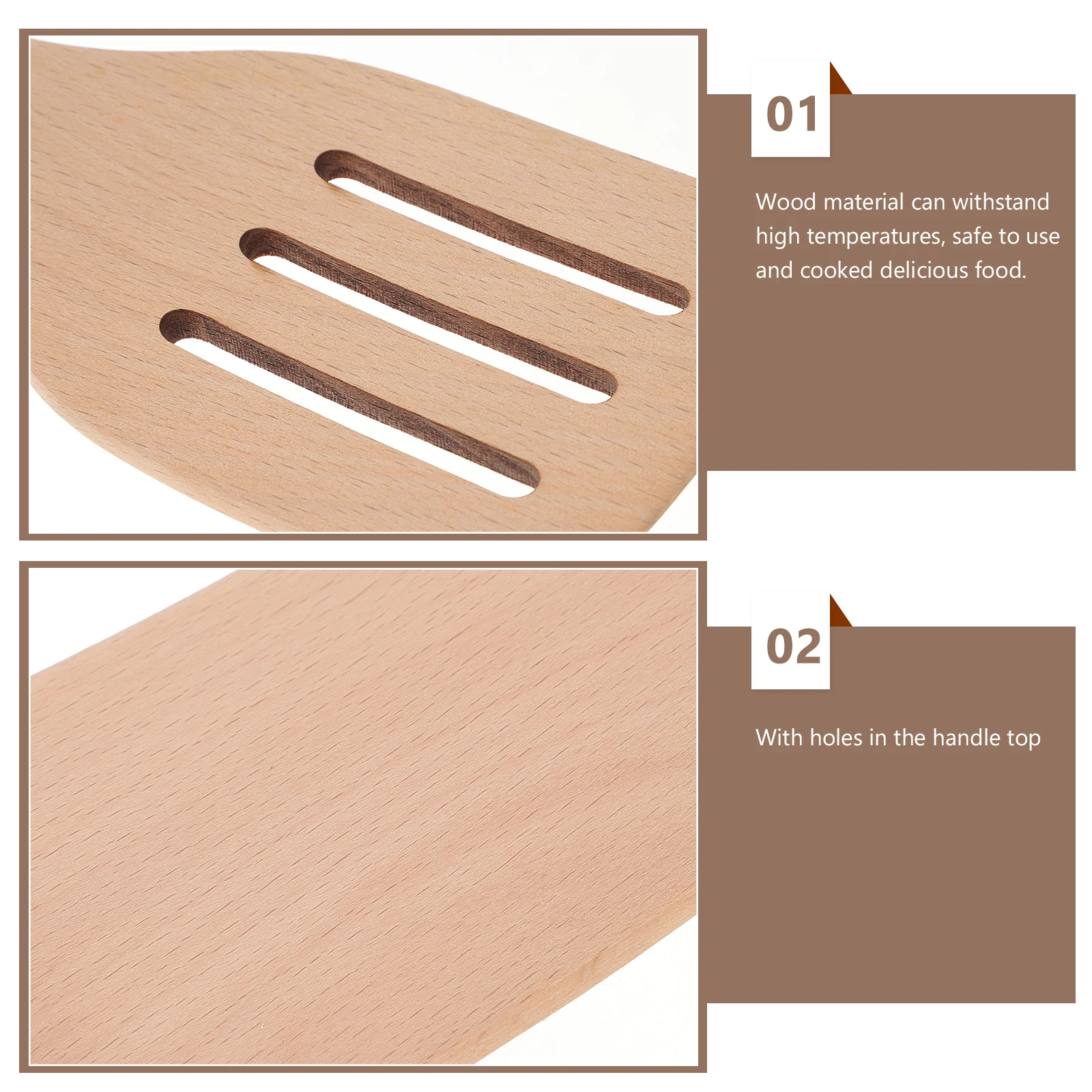 

2pcs Wooden Spatula for Kitchen Cooking Utensils Long Handle Heat Resistant Ergonomic Non Scratch Turner for Frying