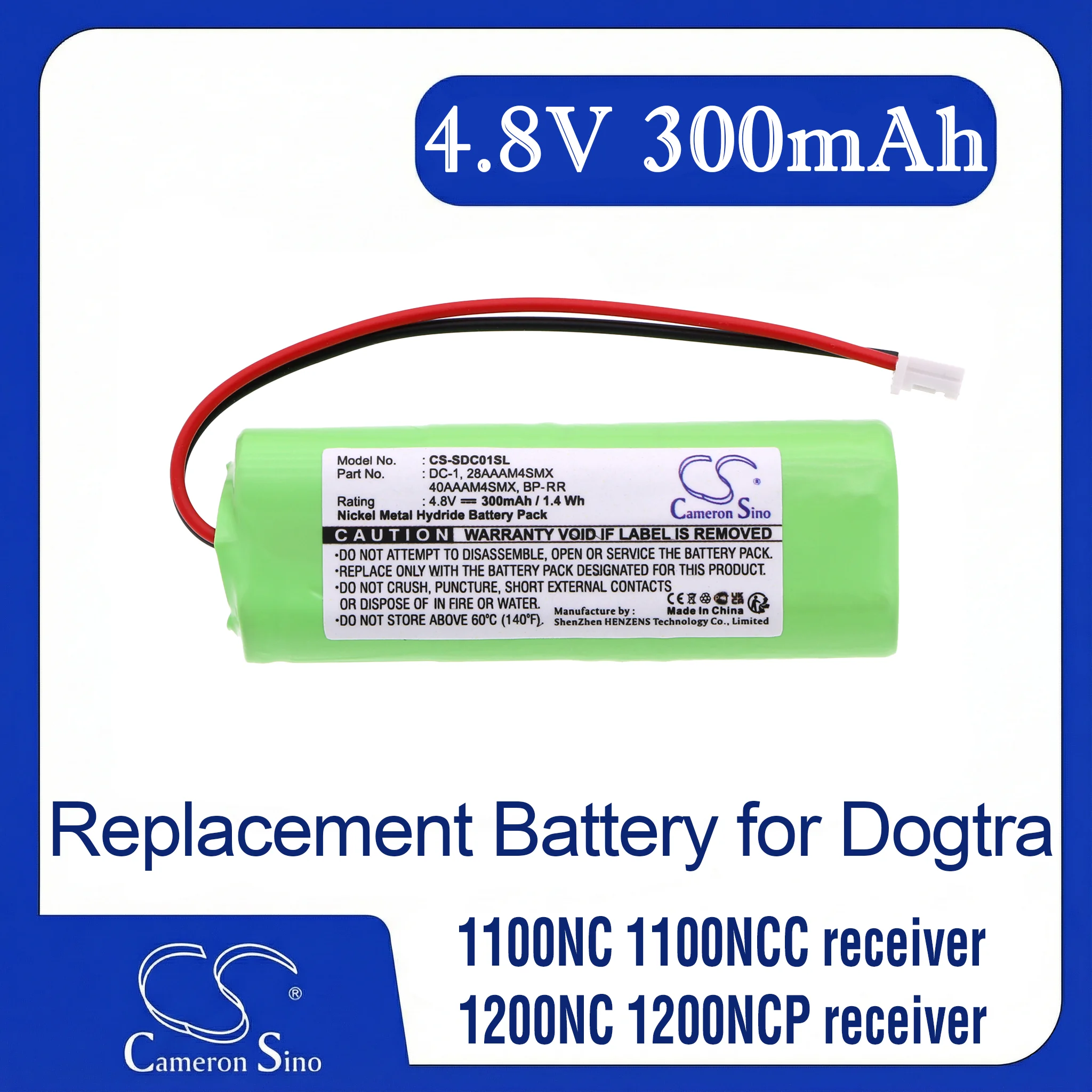 

Cameron Sino Replacement Battery for Dogtra 1100NC receiver, 1100NCC receiver,, Fits P/N 28AAAM4SMX,40AAAM4SMX,BP-RR,DC-1