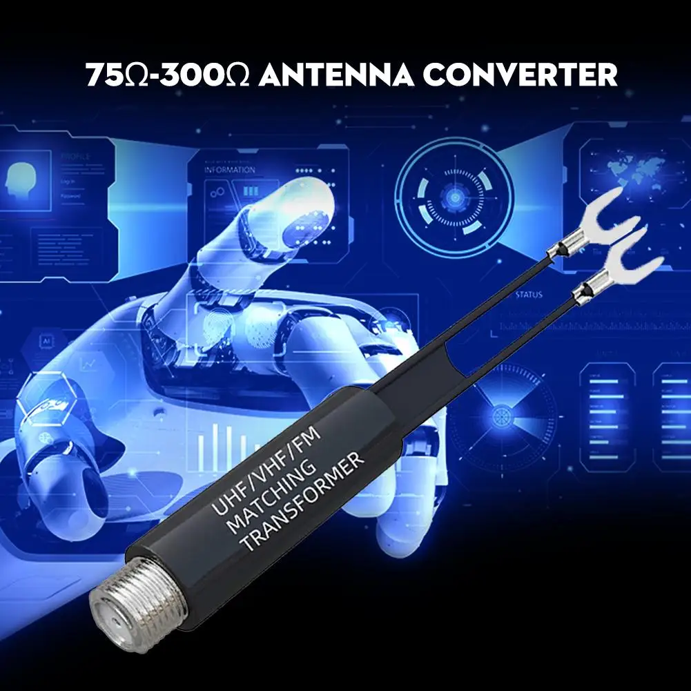 Transforme 75 Ohm to 300 Ohm Adapter UHF VHF FM Antenna Transformer Converter Adapter F Female for TV radio RF Coaxial Antenna